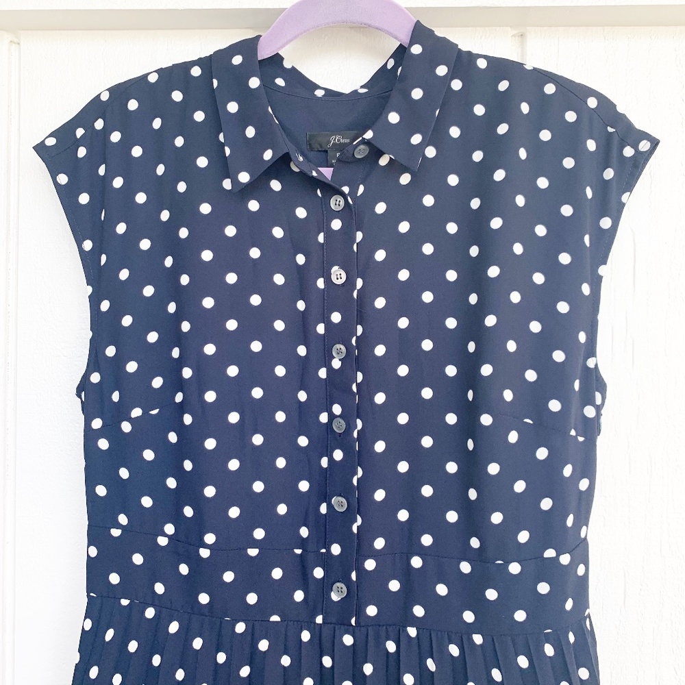 J. Crew Navy Polka Dot Midi Dress - Picture 7 of 7